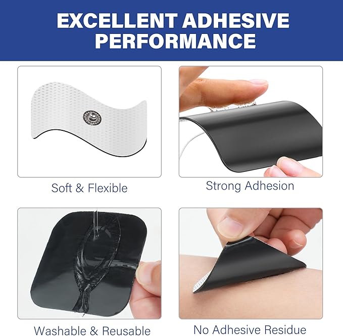 LotFancy TENS Unit Replacement Pads, 40 Pcs 2x2 Snap Electrodes Pads, Reusable Tens Pads for EMS Muscle Stimulator, Using 3.5mm Snap Connector