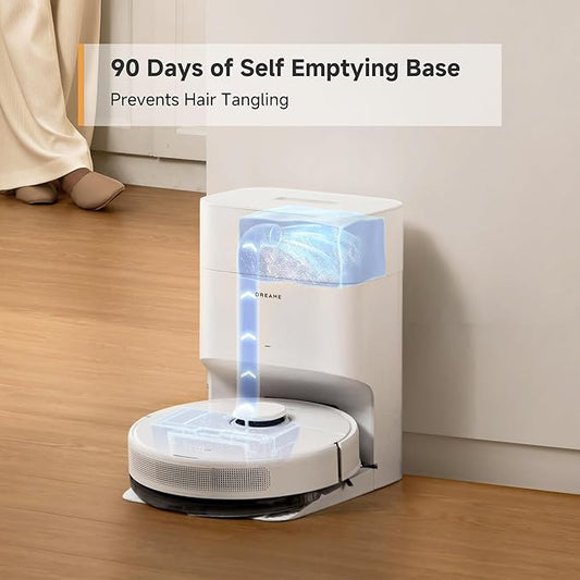 DREAME Robot Vacuum and Mop Combo, 90 Days Self-Emptying Robotic Vacuum, Power Suction Robot Vacuum, LiDAR Navigation, APP/Voice Control, Robot Vacuum Cleaner for Pet Hair/Carpet/Hard Floor