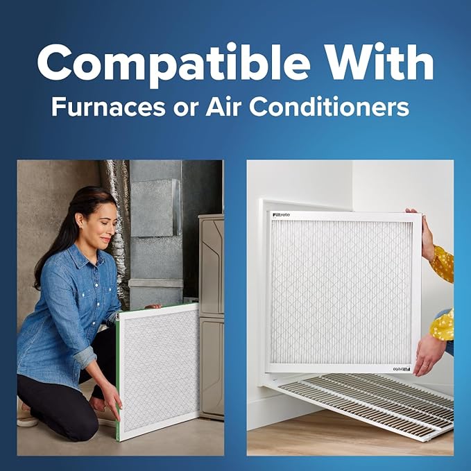Filtrete 13.5x13.5x1 AC Furnace Air Filter, MERV 8, MPR 700, Tough on Pollen, Easy on Airflow, 3-Month Pleated 1-Inch Electrostatic Air Cleaning Filter, 4-Pack (Actual Size 13.19 x 13.19 x 0.81 in)