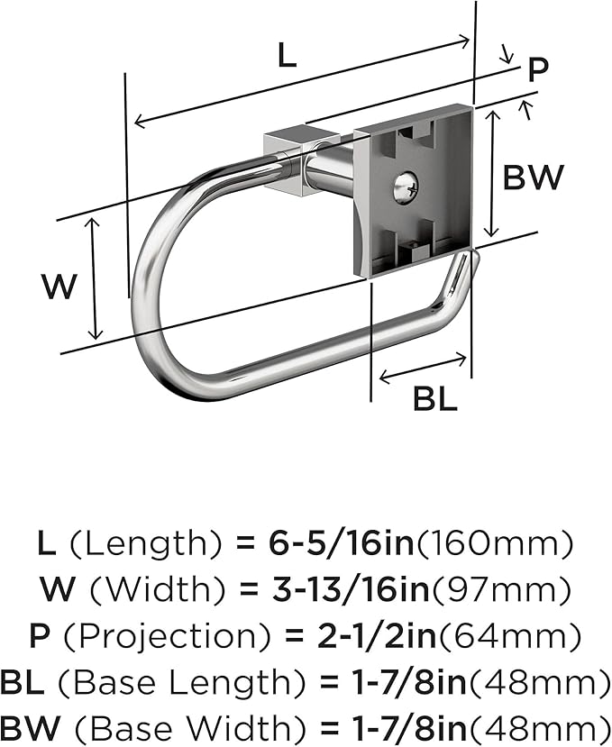 Amerock BH3607126 | Chrome Single Post Toilet Paper Holder | 6-5/16 in. Length Toilet Tissue Holder | Appoint | Bath Tissue Holder | Bathroom Hardware | Bath Accessories