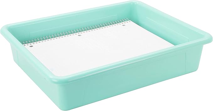 Storex(62522U05C) Letter Size Flat Storage Tray – Organizer Bin for Classroom, Office and Home, Teal, 5-Pack ,10 x 13 x 3 Inches