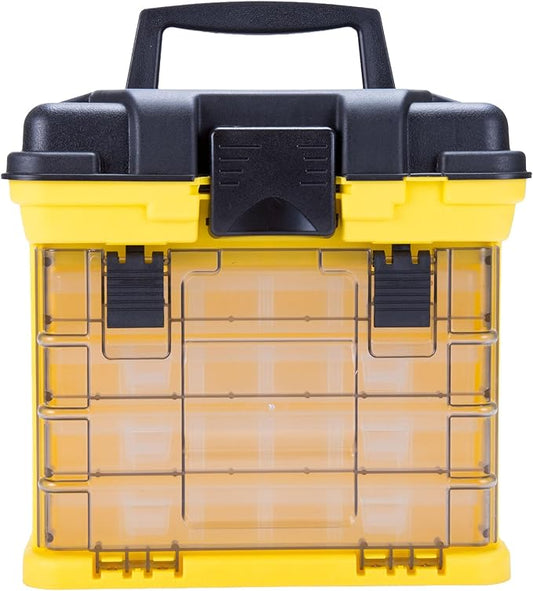 Portable Tool Box - Small Parts Organizer with Drawers and Customizable Compartments for Hardware, Tackle, Beads, or Crafts by Stalwart (Yellow)