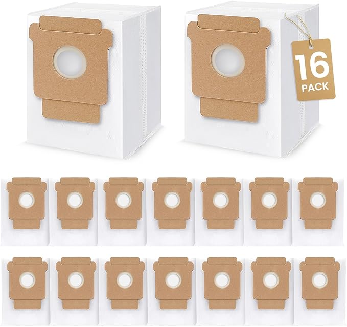16 Pack Q0520 Dust Bags for iRobot Roomba Vacuum Q0520/105 Vac/104/105 Combo/Plus 405/Plus 505 Combo/Max 705 Vac Robot Vacuum Cleaner Disposable Replacement Bags Accessories