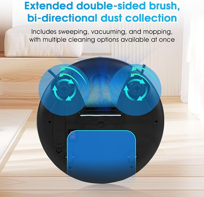 Robot Vacuum and Mop Combo,Robot Vacuum Cleaner, Smart 3 in 1 Cleaning System，Super Thin Quiet, Obstacle Avoidance，Suitable for Various Soft and Hard Floors, Pet Hair