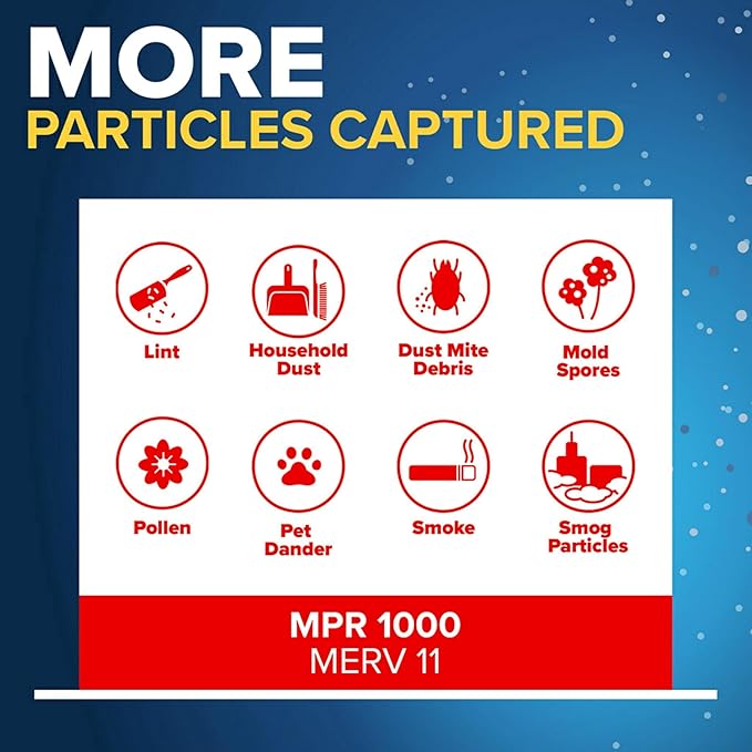 Filtrete 16x25x4 AC Furnace Air Filter, MPR 1000, MERV 11, Fits Lennox & Honeywell Devices, Allergen Defense, Electrostatic Air Cleaning Filter, 4-Pack (actual size 15.88 x 24.56 x 4.31)