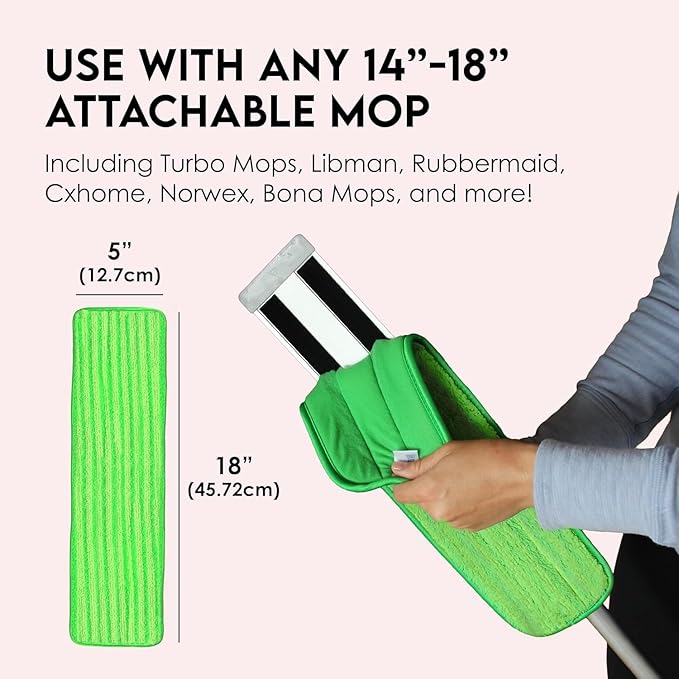 Reusable Microfiber Mop Pads Replacement – 4-Pack, Thick & Absorbent 18-Inch Washable Cleaning Pads, Hook-and-Loop Attachment, Compatible with Bona, Rubbermaid, Libman, Bruce & More