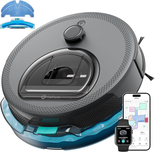 Lefant Robot Vacuum and Mop, Upgraded LiDAR Navigation, 450ml Visible Dustbin, Strong Suction, Multi-Floor Mapping, Self-Charge, WiFi/Alexa/APP, Multi-Surface Cleaning, M330 Pro Grey