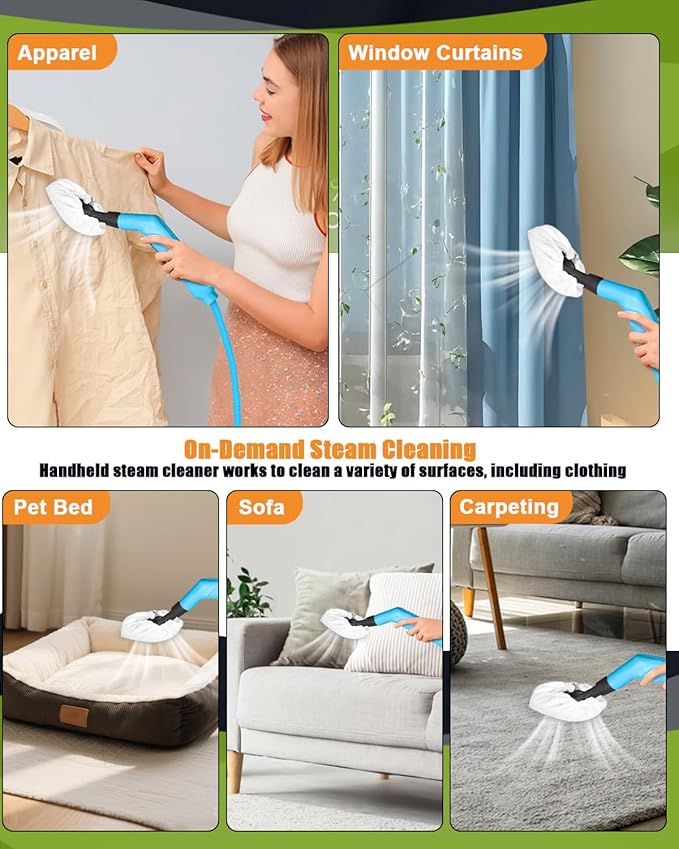 Handheld Steam Cleaner for Home, 10s Heat-Up/2.11 Qt Tank/4.5BAR High Pressure Steamer for Cleaning, 3 Level Pressurized Portable Steam Cleaner for Car, Kitchen, Grout, Tile, Dirt, Bed Bugs, Blue
