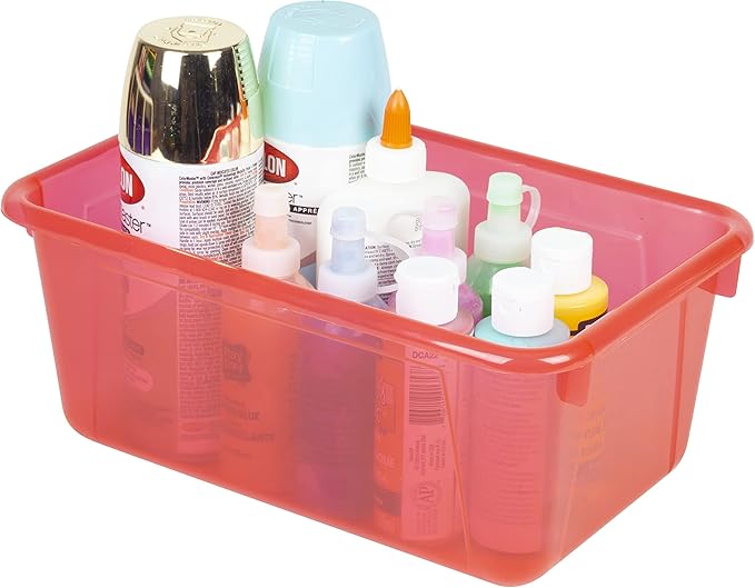 Storex Small Cubby Bin, 12.2 x 7.8 x 5.1 Inches, Candy Red, 5-Pack (62475U05C)