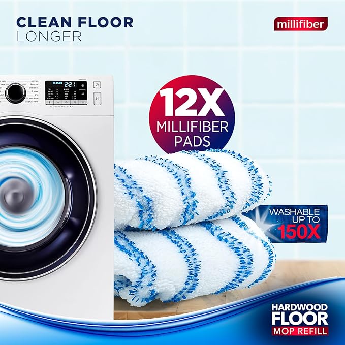 Microfiber Mop Refills 15x8 Inches, 12-Pack (Mop is Not Included)