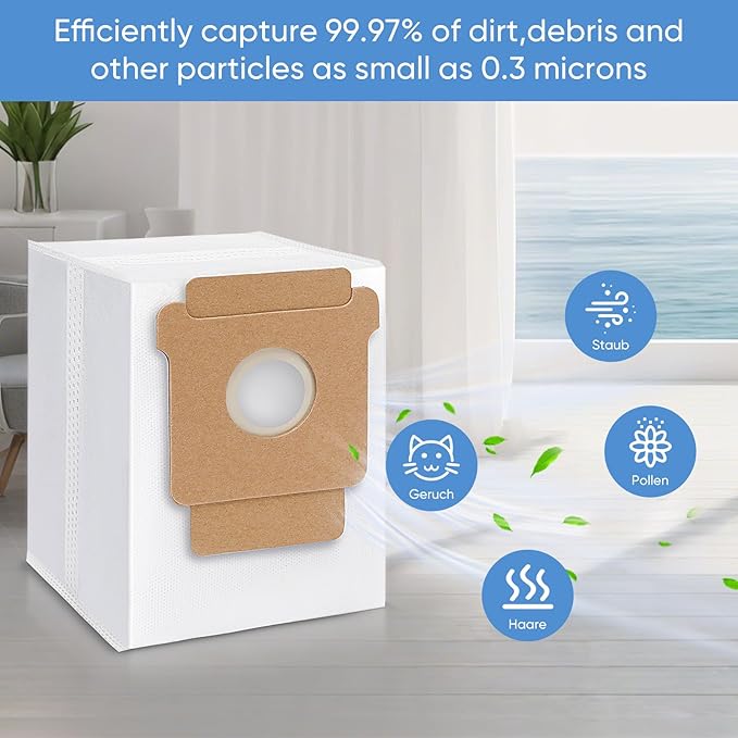 16 Pack Q0520 Dust Bags for iRobot Roomba Vacuum Q0520/105 Vac/104/105 Combo/Plus 405/Plus 505 Combo/Max 705 Vac Robot Vacuum Cleaner Disposable Replacement Bags Accessories