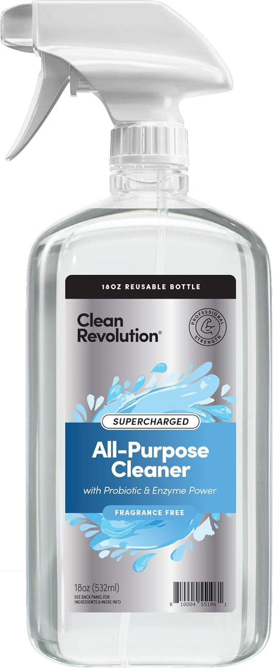 Clean Revolution SuperCharged All-Purpose Cleaner, Non-Toxic, Eco-Friendly & Plant-Based, Ready to Use, Fragrance Free, 18 Fl Oz