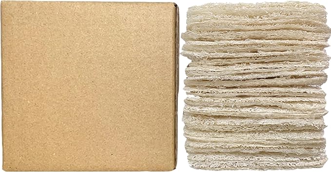 Natural Loofah Dish Sponge - 100% Biodegradable Kitchen Scrubber, Eco-Friendly Loofah Sponges for Dishes, Compostable Plant-Based Cleaning Pads, 30-Pack