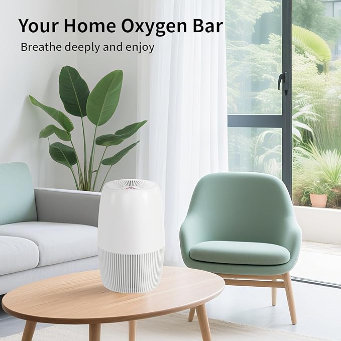 Air Purifiers for Home with Night Light, HEPA Filter Captures 99.97% of Smoke, Pollen, Pet Dander & Odors, Quiet for Bedroom, Office, Home, Pearl White