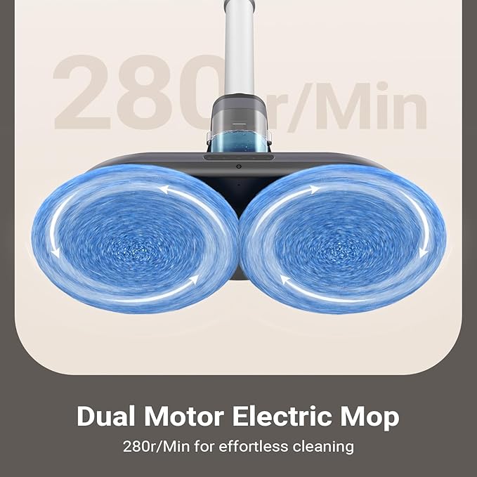 iDOO Cordless Electric Mop with Water Spray & LED Headlight, 350ml Water Tank, Electric Spin Mop, Polisher for Hardwood, Tile Floors, Quiet Self Propelled, Powerful Floor Cleaner with 4 Scrub Pads