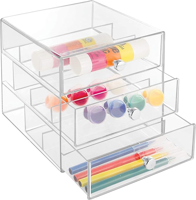 iDesign 3-Drawer Stackable Sunglasses Organizer, Clear Glasses Storage and Eyewear Display Holder