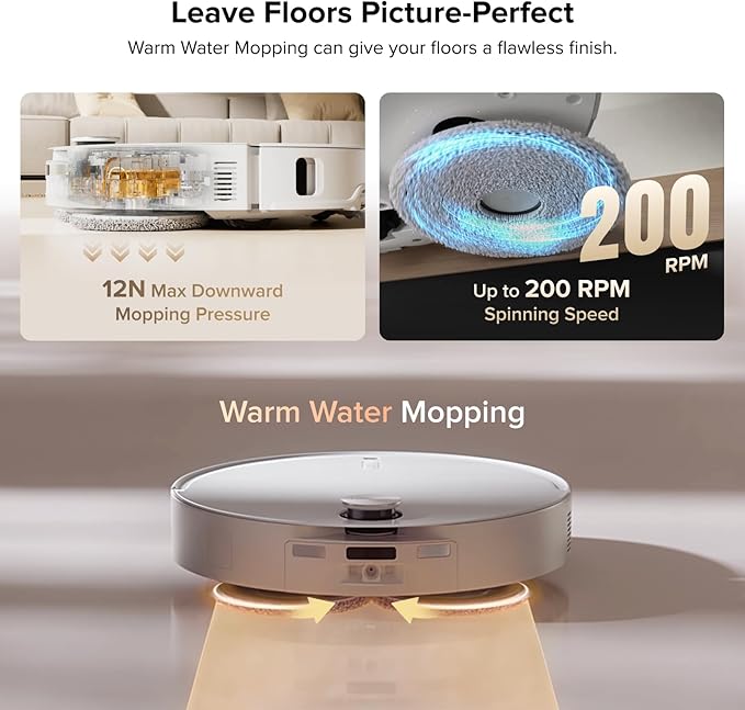 roborock Qrevo CurvX Robot Vacuum and Mop, 22,000Pa Suction, 3.14’’ Ultra Slim, Zero-Tangling Design, Reactive AI Obstacle Recognition, AdaptiLift Chassis, Auto Hot Water Mop Washing & Drying