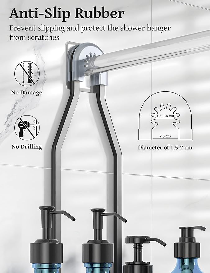 YASONIC Shower Caddy Over Shower Head Never Rust Aluminum Large Hanging Shower Caddy with 10 Hooks for Razor/Sponge - Over The Shower Head Caddy with Soap Basket - Hanging Shower Organizer Black