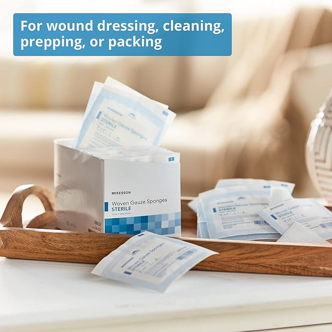 McKesson Woven Gauze Sponges, Sterile, 12-Ply, 100% Cotton, (2 X 2 Inch (2400 ct))