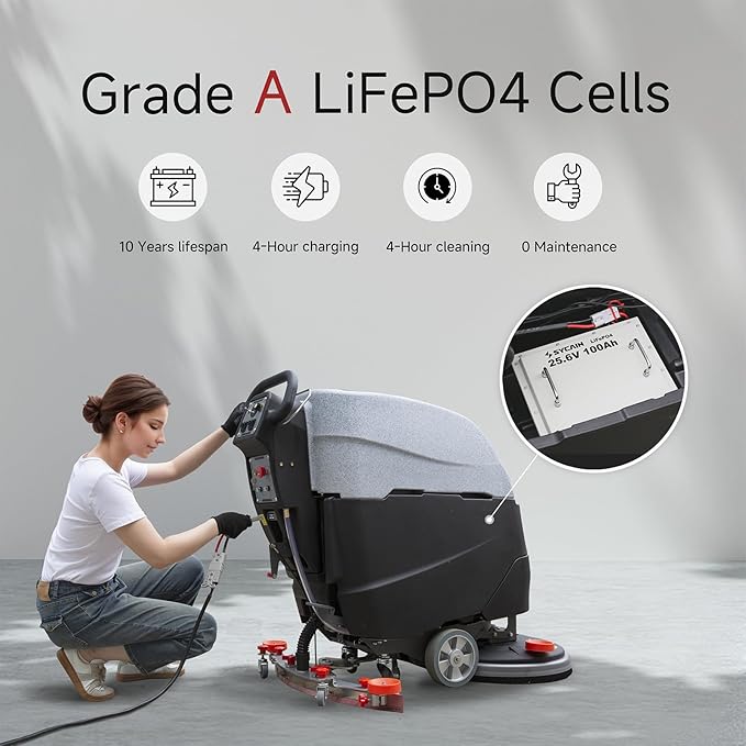 AF2217 Self-Propelled Floor Scrubber with Traction Drive, 22" Path, 17-Gal Tank, Lithium Battery –Save Labor & Costs, Smart Investment for Warehouses, Schools, Hospitals & Airports