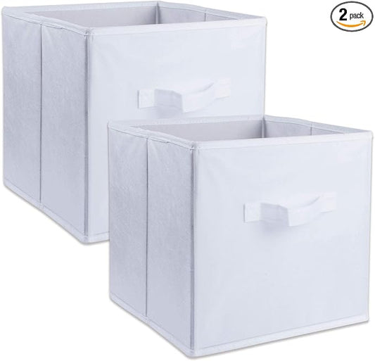 DII Non Woven Fabric Storage Bin Collection Collapsible Organizer Cube, Small Set, 11x11x11", White, 2 Count