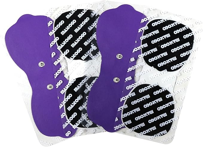 Tens Unit Wireless Electrode Pads, Replacement Electrode Pads with Standard 3.5mm Snap-on Connectors (4PCS/Set) (Purple)