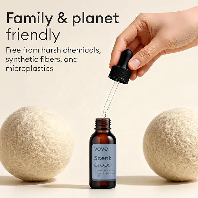 Vove Natural Hemp Dryer Balls - 4 Pack, 5X More Absorbent Than Wool - Cuts Drying Time up to 35%, Natural Fabric Softener, Reduces Wrinkles and Static, Reusable, Hypoallergenic, Eco Friendly