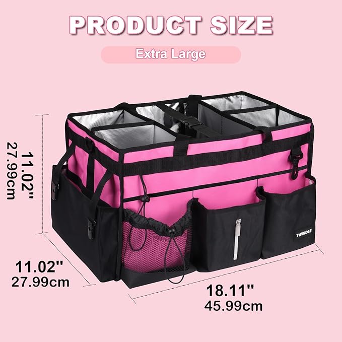 Extra-Large Cleaning Caddy With Detachable Divider And Support Board, Large Cleaning Supply Caddy With Adjustable Shoulder Strap & Waist Belt For Cleaners,Housekeepers