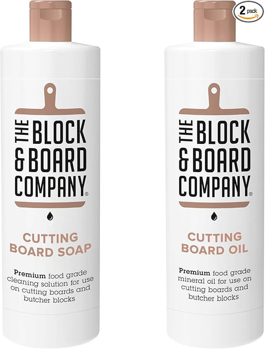 Specialist Board Cutting Board Cleaning Kit by the Block & Board Company | Food Grade Soap & Oil | Cleans & Restores Wood, Butcher Block, Countertop & Utensils | 2 Piece Set