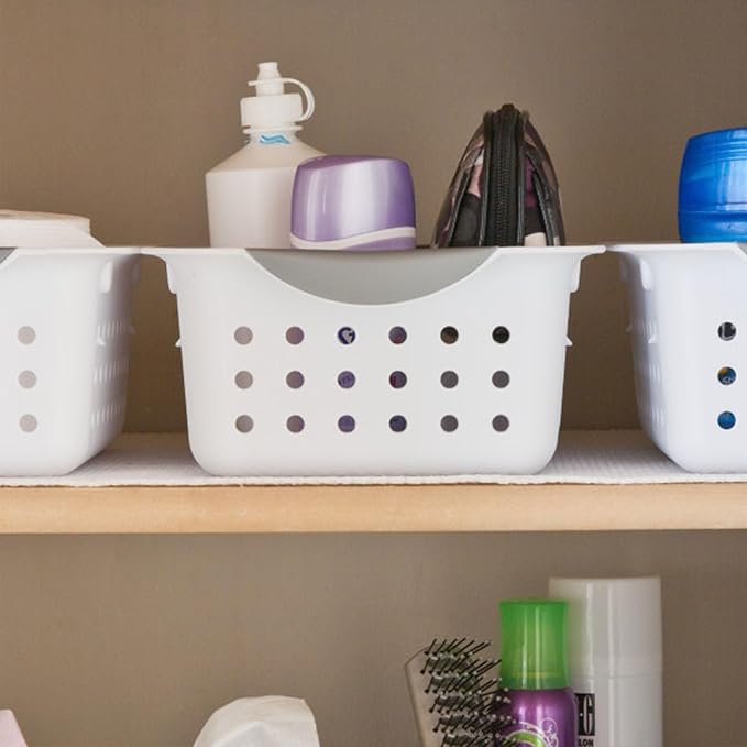 Sterilite 12-Pack Ultra Basket, Open Plastic Bins, Countertop, Cabinet and Closet Organizer, White, Small