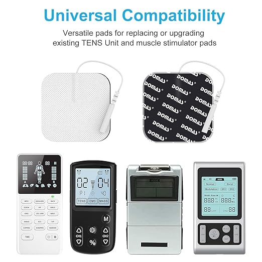 DOMAS TENS Unit Electrode Pads Large - 4x6 Inch for Back Pain Relief- Compatible with TENS 7000 and Other 2mm Pin Units - Reusable & Latex-Free 13 PCS