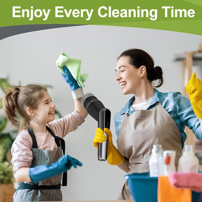 WKY-Electric Spin Scrubber - Upgraded 10-in-1 IPX7 Waterproof Shower Scrubber, Retractable Handle & 2-Speed for Toilet, Bathroom, Bathtub, Tile Floors