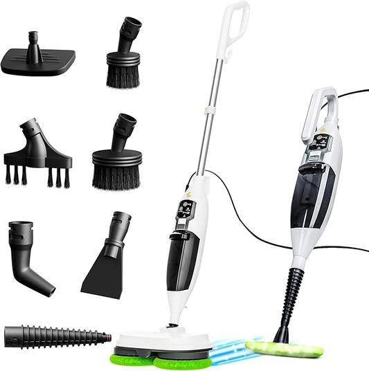 Electric Steam Mop – 15-in-1 Detachable Floor Scrubber with 3 Steam Modes – Electric Mop for Hardwood Floors, Kitchen Hoods & Worktops Cleaning