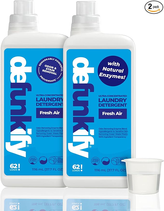 Laundry Detergent 124 Load. Crisp, Clean 'Fresh Air' Essential Oil Liquid Laundry Detergent Washing Soap for Sensitive Skin. ProvenSafe™ Cleaning Supply w/Odor & Stain Remover for Outdoor Gear