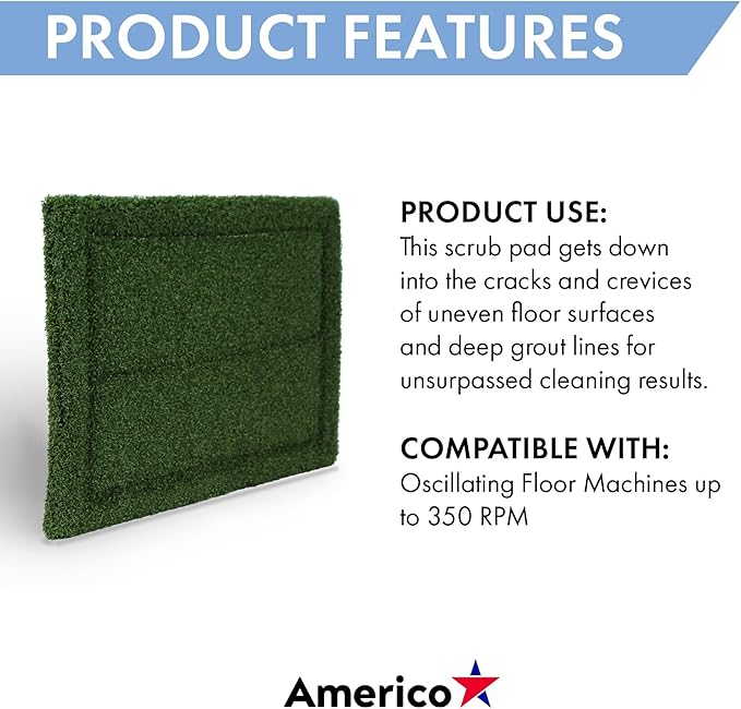 Americo Manufacturing 40291420 Turfscrub Single-Sided Coarse Bristle Brush Type Floor Pads (4 Pack), 14" x 20"