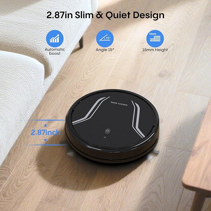 Bagotte Robot Vacuum and Mop, 5000Pa Suction, Easy Custom Smart Vacuum Robot, UItra Slim & Low Noise, Self-Charg, Remote/App/WiFi, Ideal for Hard Floor, Carpet, Pet Hair