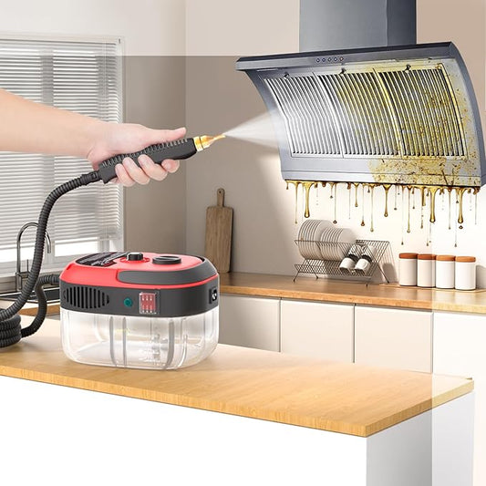 Handheld Pressurized Steam Cleaner,2500W Handheld High Temp Portable Cleaning Machine, Cleaning for Couch, Auto, Floor and More (Red)