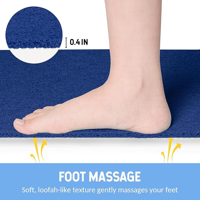 Non-Slip Bathtub Mat, Anti Slip Shower Mat, Fast Drying Bathtub Mats, Foot Scrubber Mat, Anti Slip Mat for Tub, Floor, Bathroom, Kitchen, Home, Hotel (Navy Blue 40"×16")