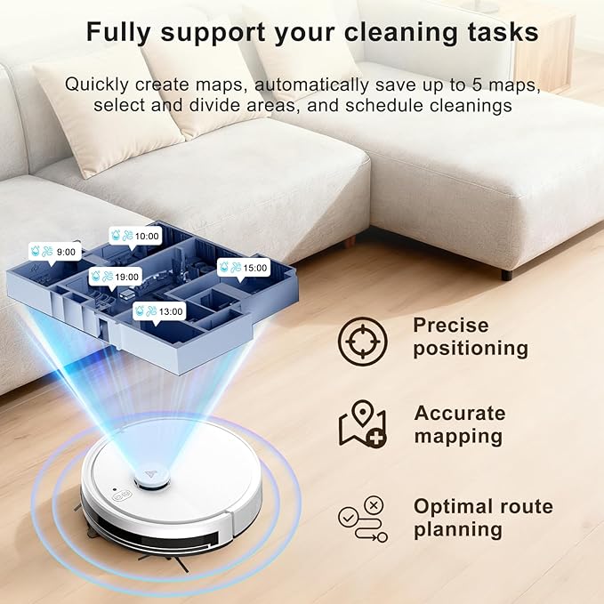 Robot Vacuum and Mop Combo, Robotic Vacuums with LiDAR Navigation, Smart Mapping, Strong Suction, with WiFi/App/Alexa/Voice Control, Obstacle Avoidance, for Home, Wood/Hard Floors, Pet Hair