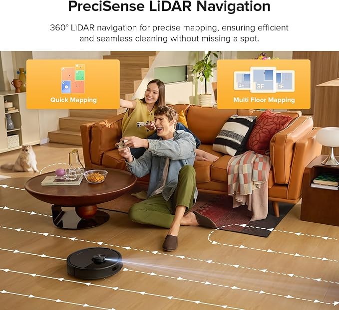 roborock Q7 M5 Robot Vacuum and Mop Combo, 10,000Pa HyperForce Suction, Robotic Vacuum Cleaner, Dual Anti-Tangle System, APP-Controlled Mopping, LiDAR Navigation, for Pet Hair and Carpet, Black