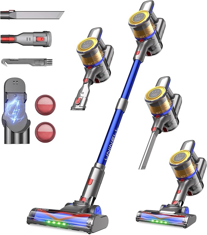 UNINELL HOME Cordless Vacuum Cleaner,45000Pa/450W Vacuum Cleaners for Home,60Mins Lightweight Stick Vacuum,Anti-Tangle & Wall Mount Charging,Vacuum Cordless for Hardwood Floor Carpet Pet Hair