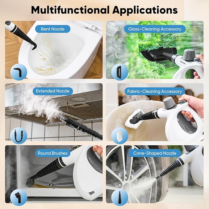 Saker Handheld Steam Cleaner New,Portable Steam Cleaner for Home,1050W Steam Cleaner,4 Fiber Cloths for Quick Heating & Deep Cleaning of Floors, Cars, and Kitchen