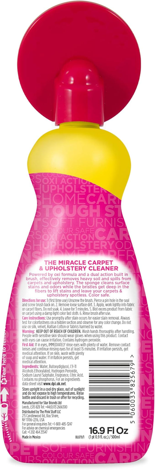 The Pink Stuff Carpet & Upholstery Stain Remover, Oxi Cleaner with Scrubber, 16.9 fl oz