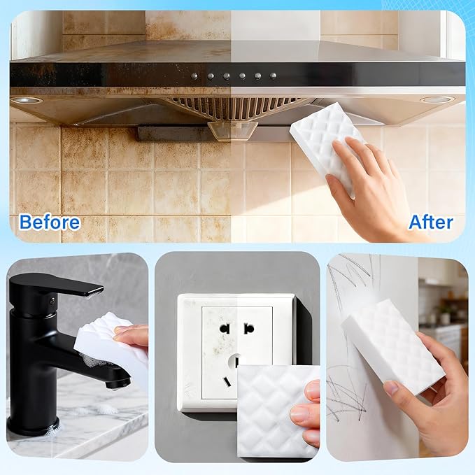 Magic Sponges Cleaning Eraser, 30 Pack 2X Density Stronger Melamine Sponge Foam Pads, Multi-Functional Household Cleaner Dish Sponge, Cleaning Supplies for Kitchen, Bathroom, Floor, Sink,Wall Cleaner