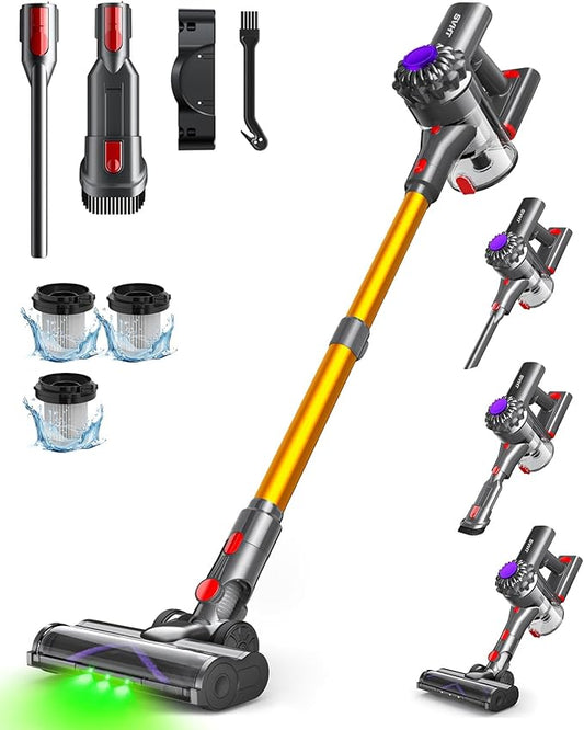 Cordless Vacuum Cleaner, 450W 40KPA Vacuum Cleaners for Home, 45 Mins Lightweight Stick Vacuum with LED Display, Anti-Tangle, Rechargeable Battery Vacuum for Carpet,Pet Hair,Hardwood Floor