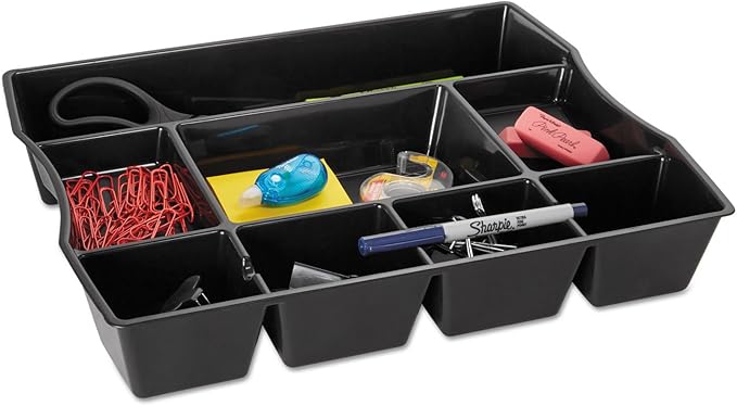 Rubbermaid Nine-Compartment Deep Drawer Organizer, Plastic, 14 7/8 x 11 7/8 x 2 1/2, Black RUB21864