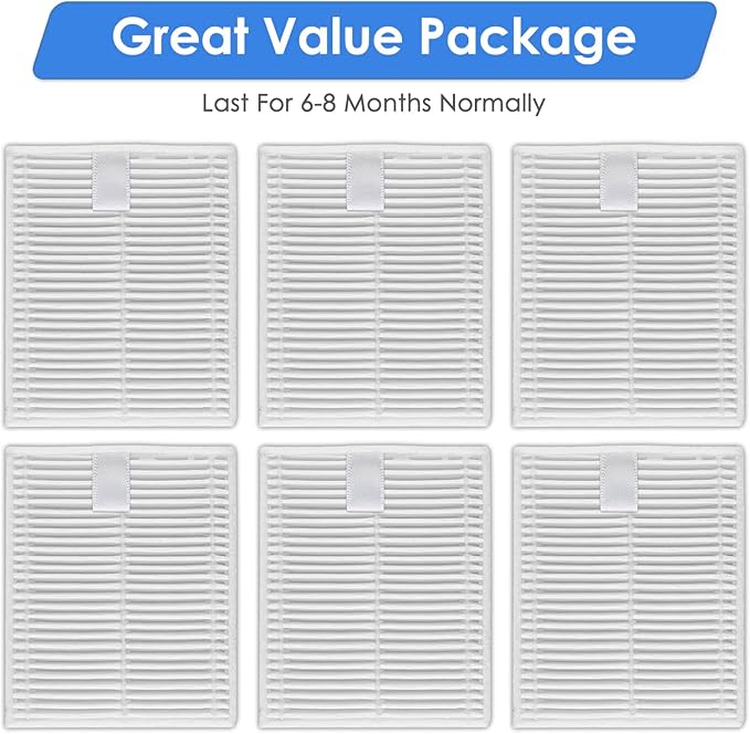 (6 Pack) Q7 M5/ Q7 M5+/ Q7 L5/ Q7 L5+ Replacement HEPA Filters Compatible with Roborock Q7 M5/ Q7 M5+/ Q7 L5/ Q7 L5+ Robot Vacuum, Accessories Kit, Upright Filter, Vacuum Filters, Canister Filters
