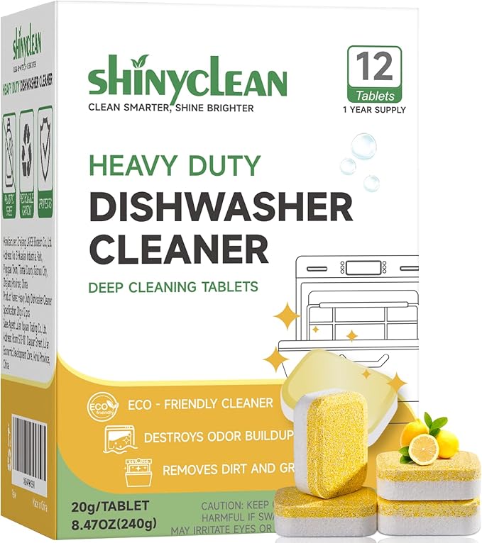 Dishwasher Detergent Pods And Cleaning Tablets Bundle - Includes Heavy Duty Dishwasher Cleaning Tablets 12 Pack 1 Year Supply & All-in-1 Plant-Based Dishwasher Detergent Pods 62 Count
