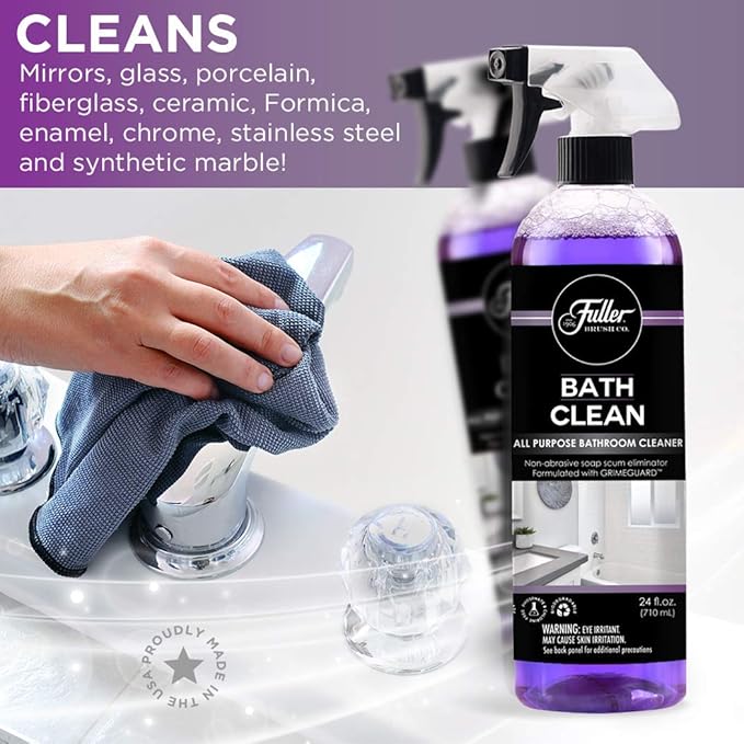 Fuller Brush Bath Clean – 24 oz Bathroom Cleaner Bottle with Spray– Dissolves Soap Scum, Hard Water Stains & Mineral Build-Up – For Sinks, Showers & Tubs – Pack of 2
