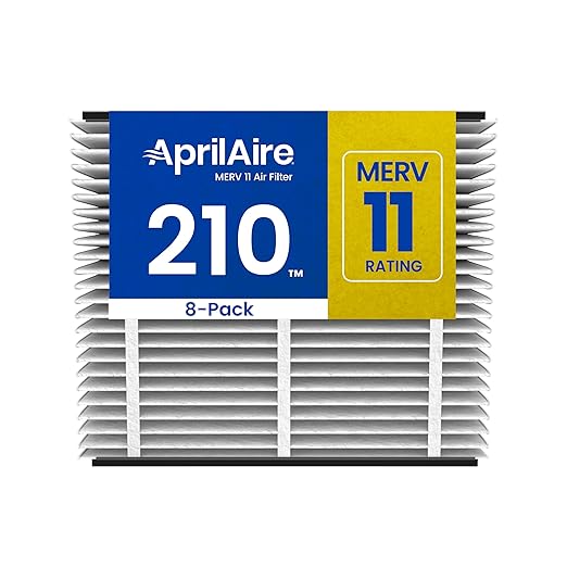 AprilAire 210 Replacement Filter for AprilAire Whole House Air Purifiers - MERV 11, Clean Air & Dust, 20x25x4 Air Filter (Pack of 8)